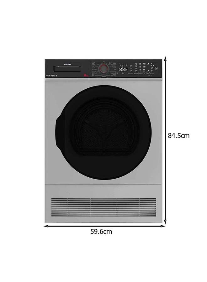 HOOVER 8Kg Front Loading Tumble Dryer, 16 Programs, Condenser Type, Knob & Touch Control Panel , Delay Start, Child Lock, Freestanding, 1 Year Warranty, Silver ,Made in Turkey - HCD-V812-S HCD-V812-S silver - Image 2
