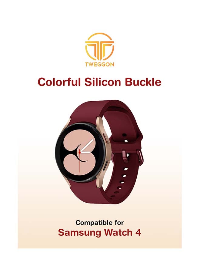 TWEGGON Replacement Silicon Band 20mm With Colorfull Buckle For Galaxy Watch 4/Active 2 Wine Red  - Image 1