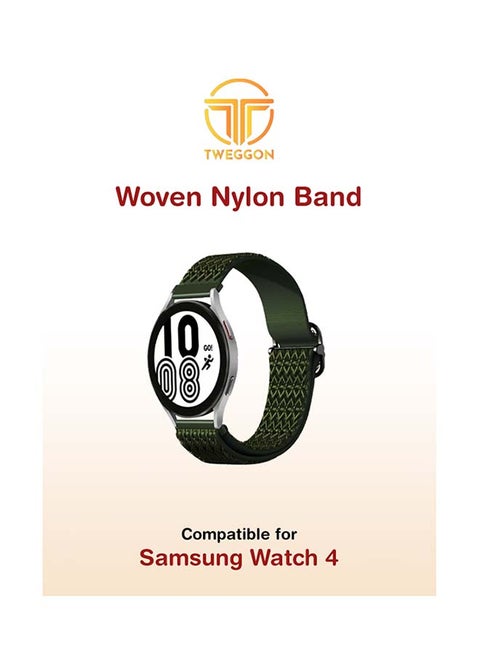 Replacement Woven Nylon Band 20mm For Galaxy Watch 4/Active 2 Green