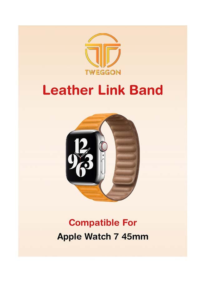 TWEGGON - Replacement  Leather Link Apple Watch Band for 45/44/42mm California Poppy - Image 1
