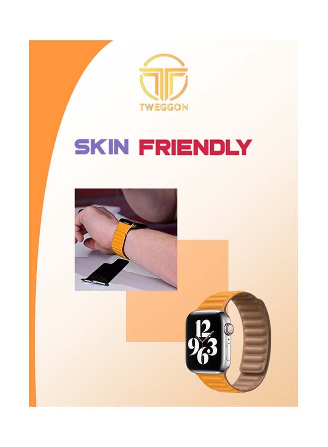 TWEGGON - Replacement  Leather Link Apple Watch Band for 45/44/42mm California Poppy - Image 1