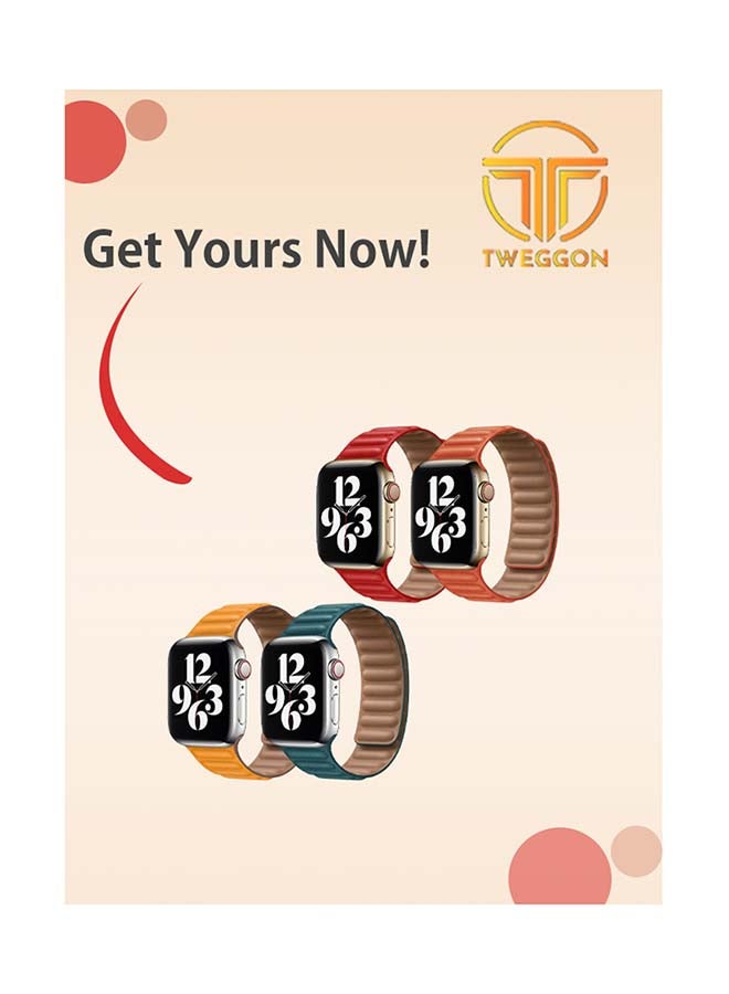 TWEGGON - Replacement  Leather Link Apple Watch Band for 45/44/42mm California Poppy - Image 1
