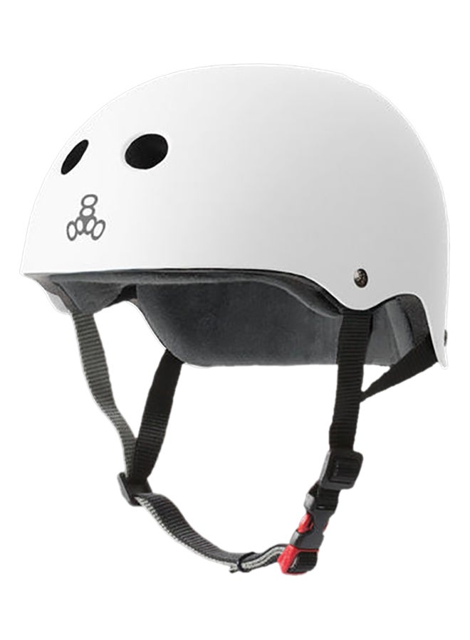 Triple 8 The Certified Sweatsaver White Rubber Helmet For Skateboarding, Bmx, And Roller Skating – S / M  - Image 1