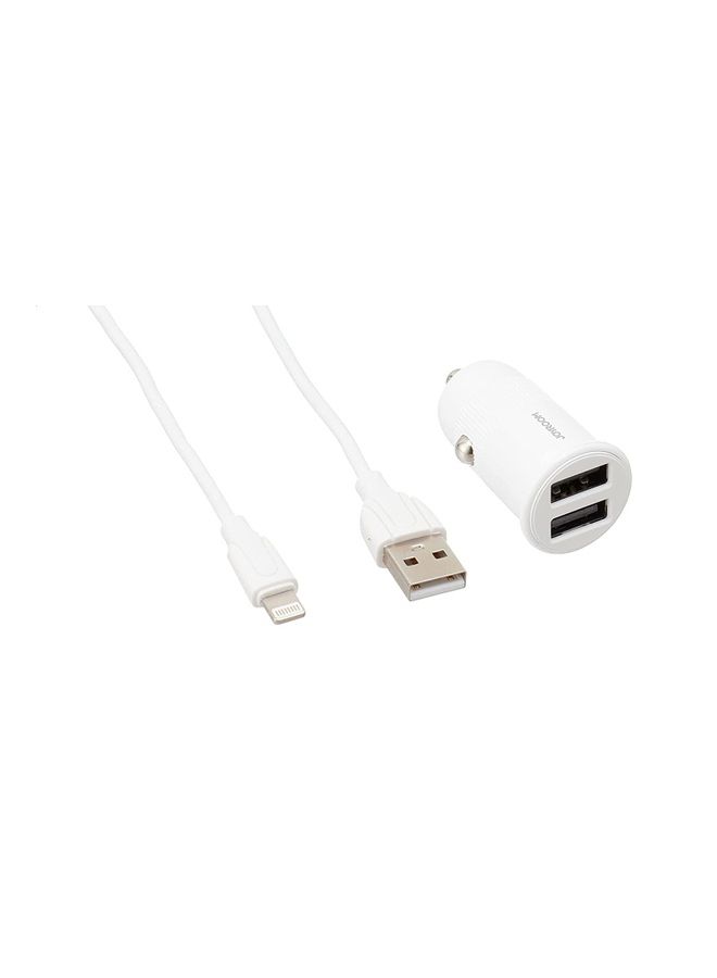 JOYROOM - 3.1A Mini Dual-Port Fast Car Charger With Lightning Usb Cable - Image 1