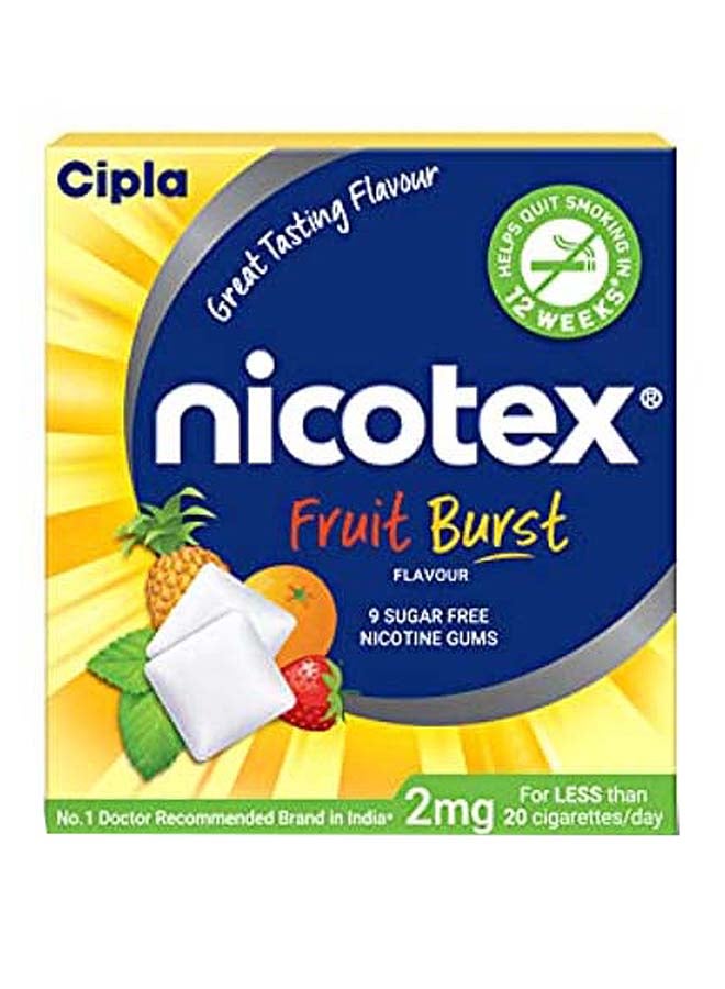 Cipla Pack of 10 Nicotex Fruit Burst Nicotine Gums - Image 1