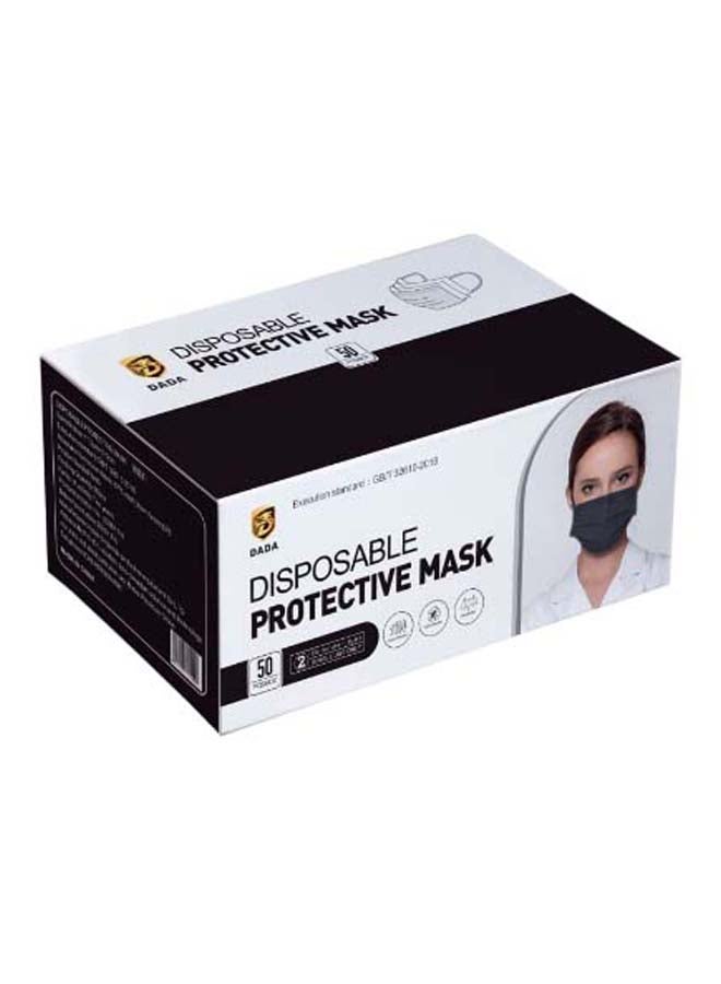 Dada 50 Pieces Disposable Face Mask, Black/White  - Image 2