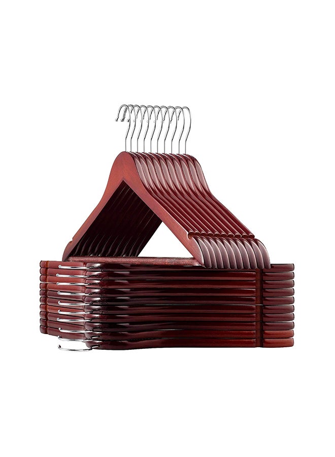 ZOBER 20-Piece Wooden Suit Hangers With Non Slip Pants Bar Brown/Silver Brown/Silver - Image 1