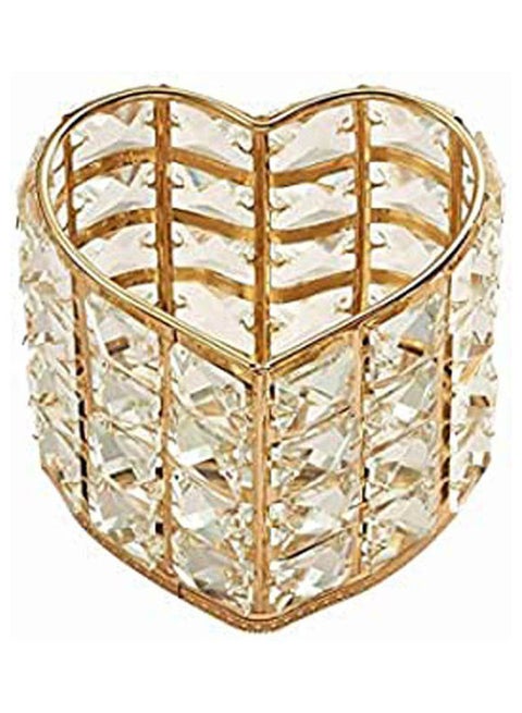 Creative Crystal Makeup Brush Storage Box Heart Gold
