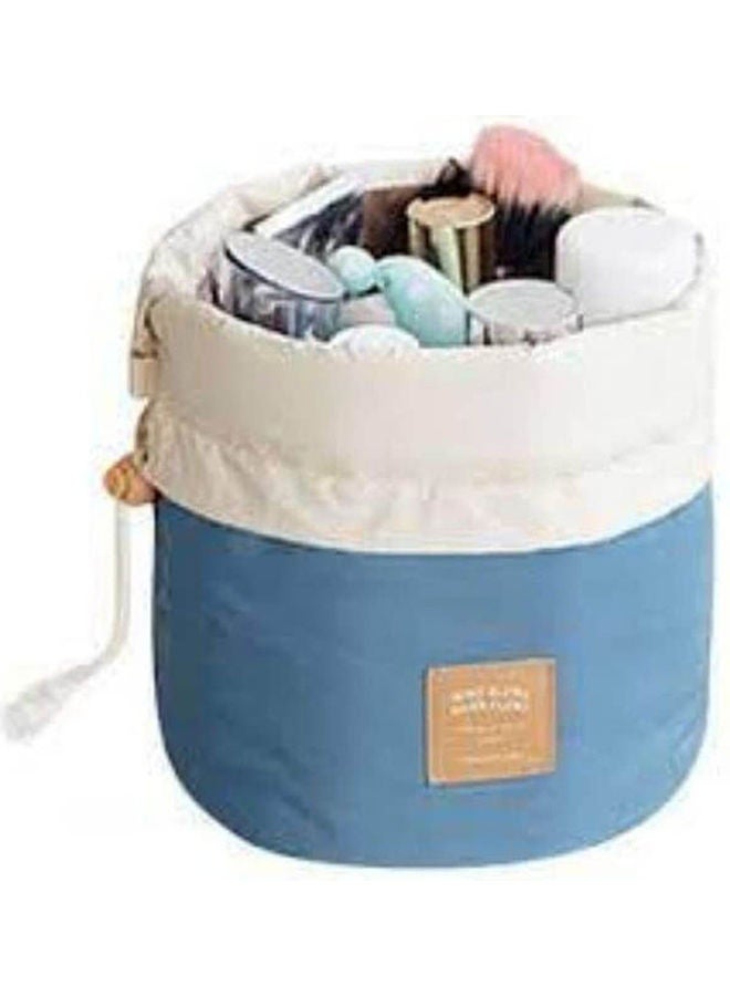 حقيبة تخزين مستحضرات التجميل والمكياج مقاومة للماء للسفر، حقيبة تخزين ذات أسطوانة مستديرة باللون الأحمر