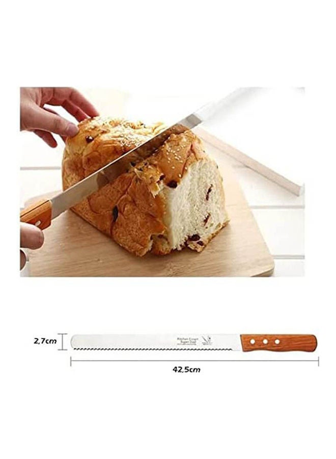 Serrated Knife Cutting Bread Brown 42.5cm - Image 2