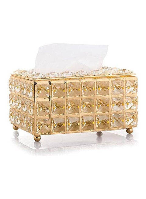 Tissue Case Storage Box Shinning Crystal Paper Container Gold 19x11x10cm
