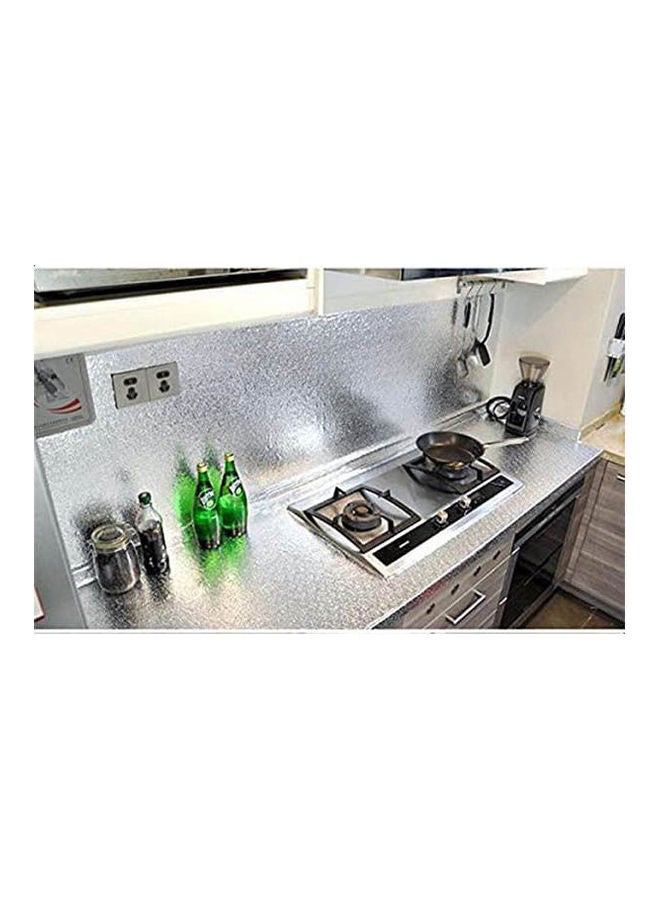 Generic 5M High Temperature Resistance Moisture Proof Anti Oil Aluminum Foil Paper Stickers For Kitchen Silver  - Image 2