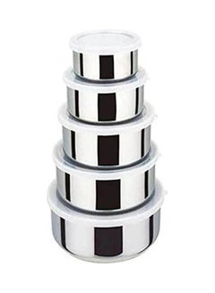 Generic Set Of Stainless Steel Cans 5 Pieces Silver  - Image 1