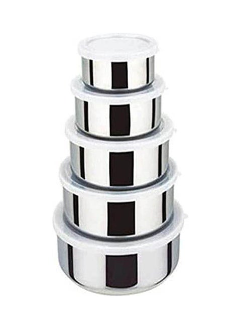 Set Of Stainless Steel Cans 5 Pieces Silver