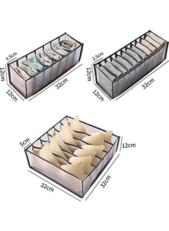 3 Pieces Fordable Drawer Organizer For Underwear Bra Sock Clear 12*32cm  - Image 2