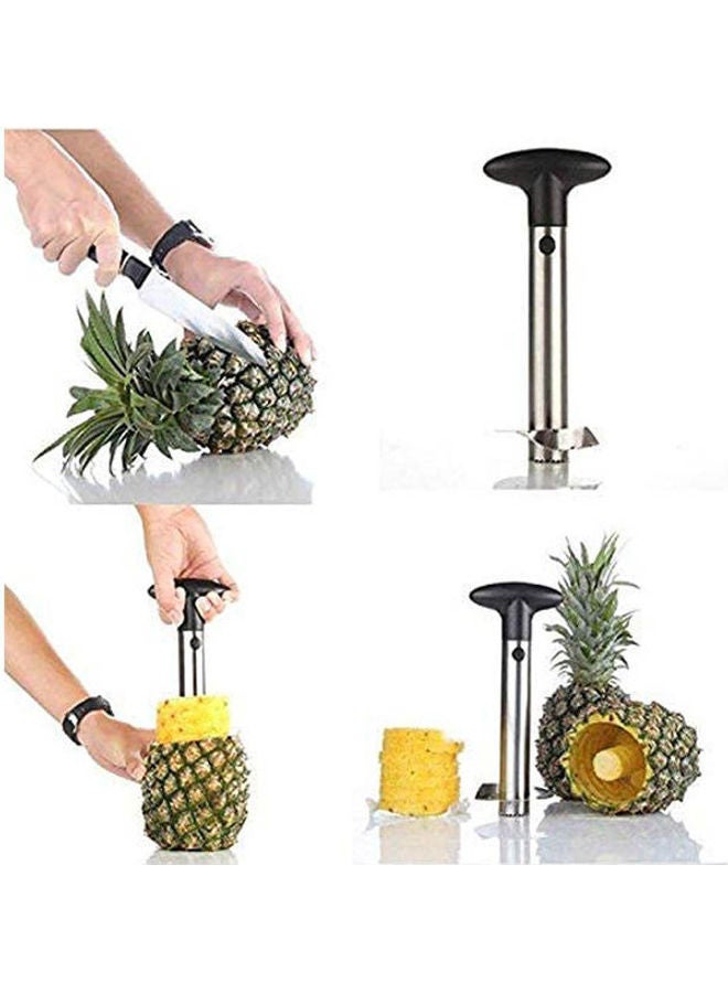 Generic - Pineapple Cutter Professional Pineapple Corer Slicer 3-In-1Pineapple Peeler Corer And Spiral Cutter Stainless Steel Frosted De-Corer Peeler - Fast Peels And Slice Fresh Pineapple Black 129g - Image 1