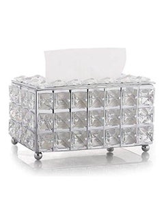 Generic Tissue Case Storage Box Shinning Crystal Paper Container Silver 19x11x19cm  - Image 1