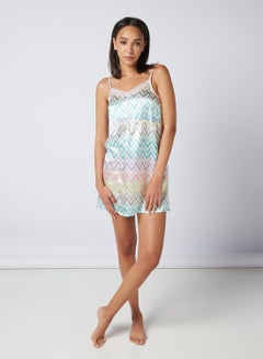 Aila Printed Lace Detail Mini Slip Multicolour  - Image 1