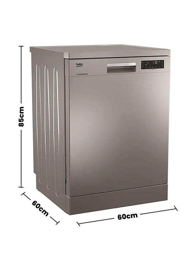 Beko 8 Programmes, 15 Place Settings, Free Standing Diswhasher With Led Display 0 W DFN28420S Silver  - Image 2