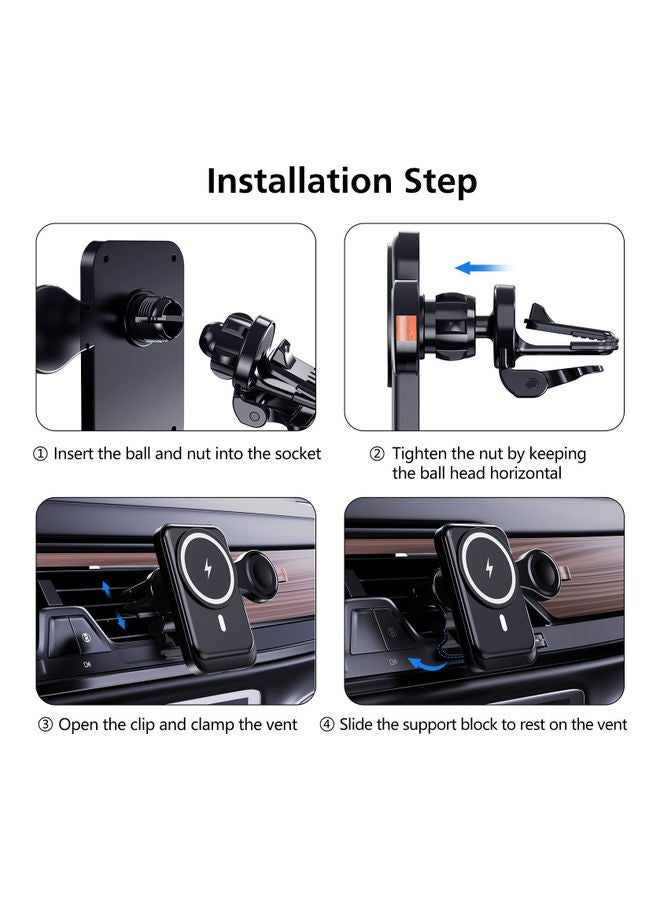 GULFLINK Magnetic Wireless Car Charger Compatible With Apple iPhone 12/13 Series Black  - Image 3