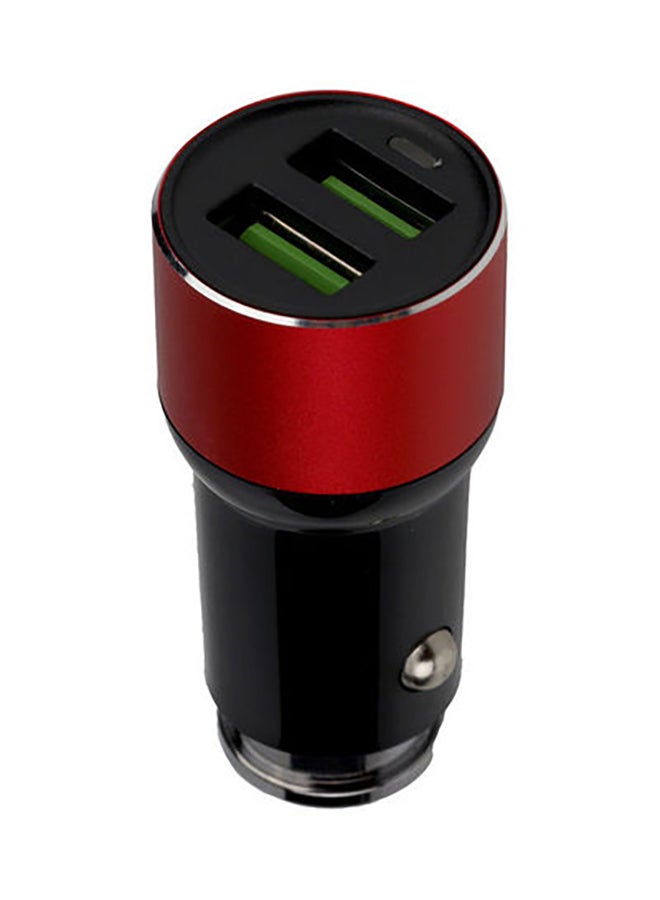 باس تيك شاحن سيارة بمنفذ USB مزدوج مع كابل شحن مايكرو أحمر/أسود - Image 1