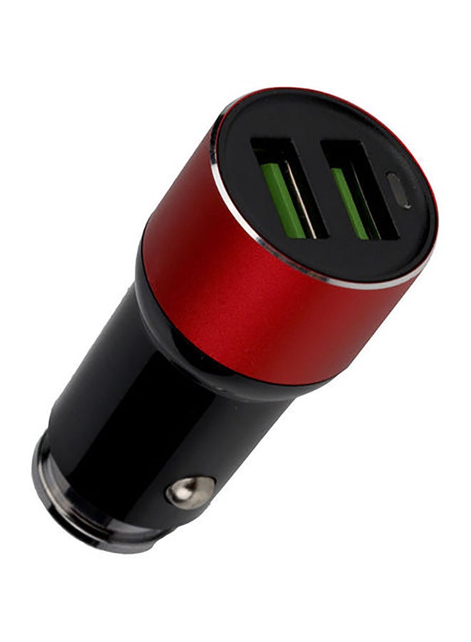 باس تيك شاحن سيارة بمنفذ USB مزدوج مع كابل شحن Lighting أحمر/أسود - Image 1