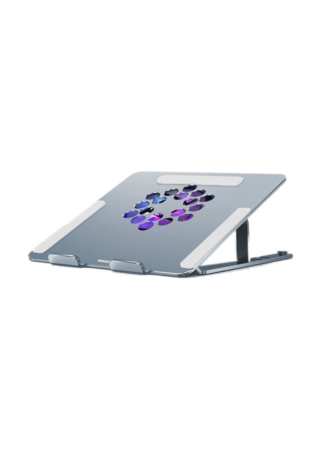 ريمسون حامل لابتوب للتبريد قابل للتعديل مصنوع من سبيكة الألومنيوم ومزود بمروحة بإضاءة متعددة الألوان RGB. لون فضي. - Image 1