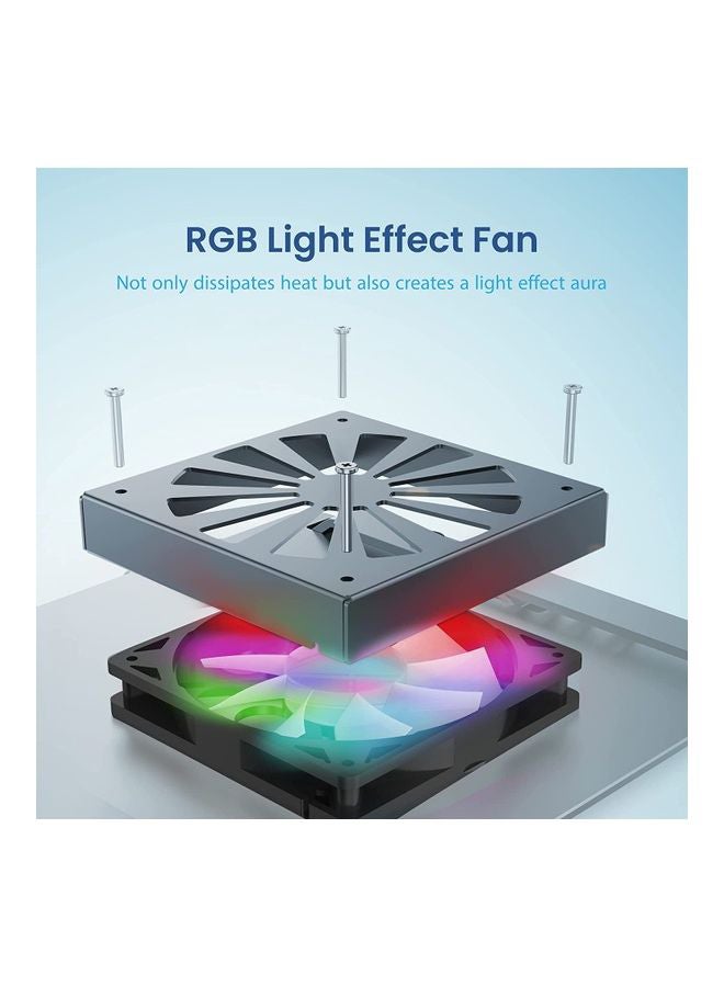 ريمسون حامل لابتوب للتبريد قابل للتعديل مصنوع من سبيكة الألومنيوم ومزود بمروحة بإضاءة متعددة الألوان RGB. لون فضي. - Image 4