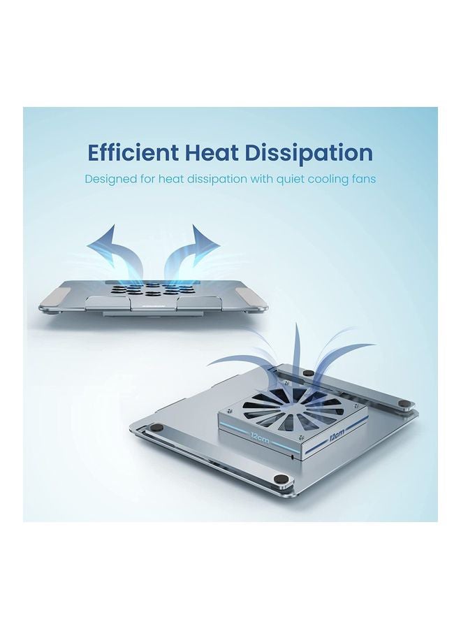 ريمسون حامل لابتوب للتبريد قابل للتعديل مصنوع من سبيكة الألومنيوم ومزود بمروحة بإضاءة متعددة الألوان RGB. لون فضي. - Image 5