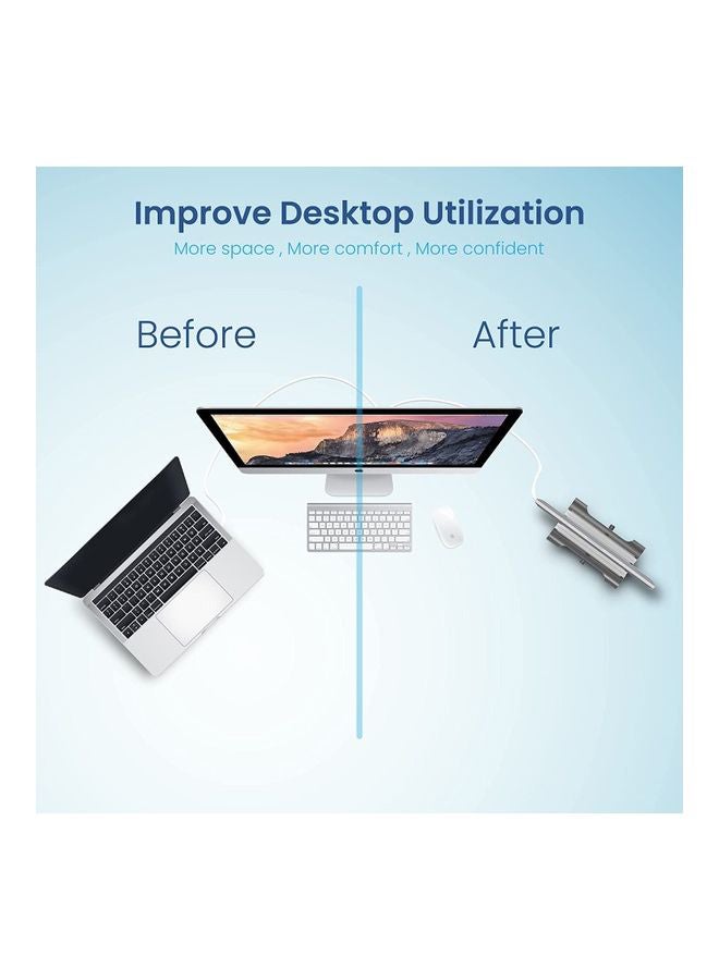 Remson - Vertical Laptop Stand For Desk Aluminum Alloy 3 Slots Tablet Stand Holder Silver - Image 1