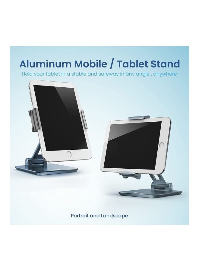 Remson - Aluminum Tablet Stand Holder 360° Swivel Rotation, Adjustable iPad Stand For Desk Silver - Image 1