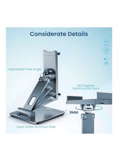 Remson Aluminum Tablet Stand Holder 360° Swivel Rotation, Adjustable iPad Stand For Desk Silver  - Image 4