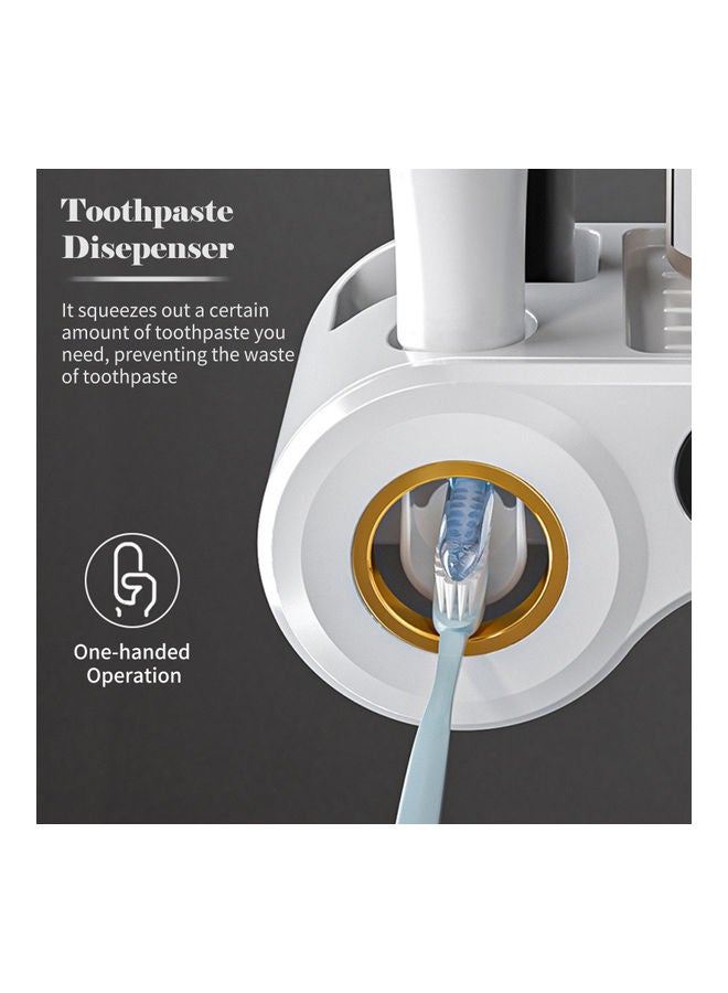 Toothbrush Storage Rack with Cups Automatic Toothpaste Dispenser Squeezer Black 41 x 13.5 x 14cm  - Image 5