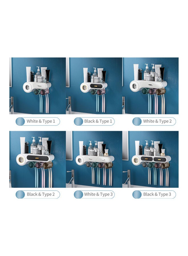 Toothbrush Storage Rack with Cups Automatic Toothpaste Dispenser Squeezer Black 34.5 x 13.5 x 14cm  - Image 5
