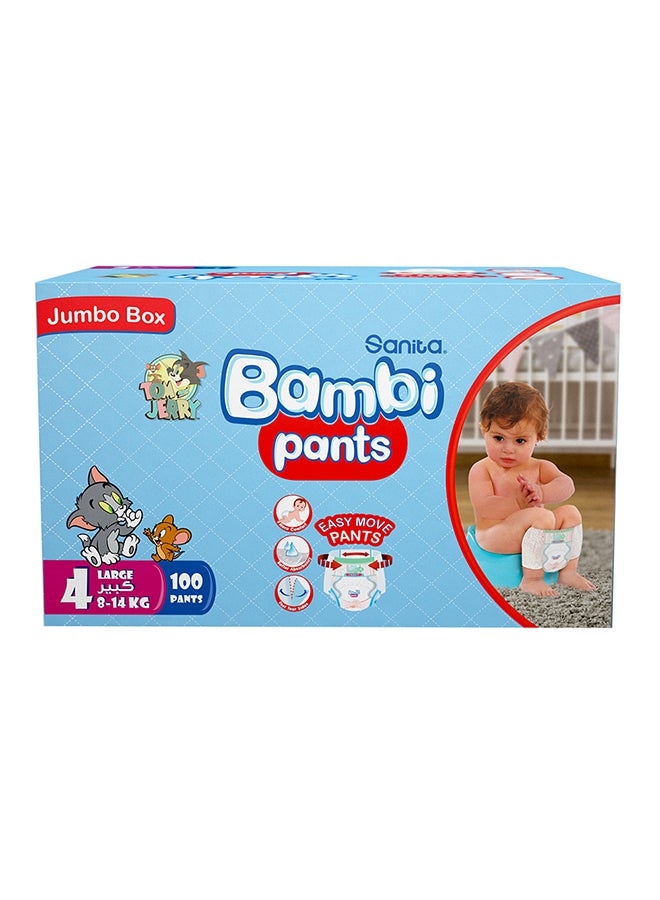 Sanita Bambi - Bambi Pants Jumbo Box Size 4 Large 8-14 Kg 100 Count - Image 1