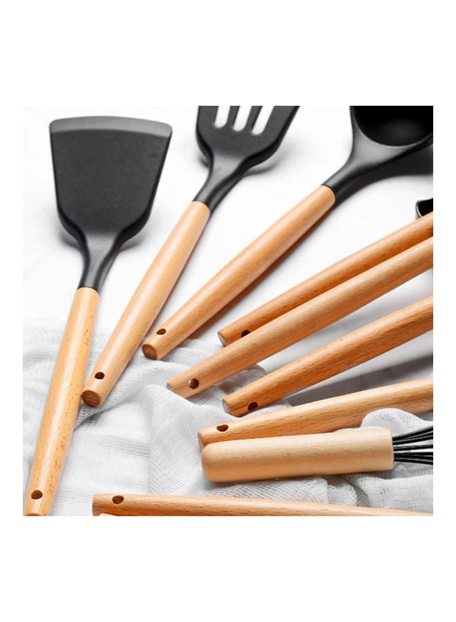 Arabest - 11-Piece Wooden Handle Barrel Set Grey/Brown - Image 1