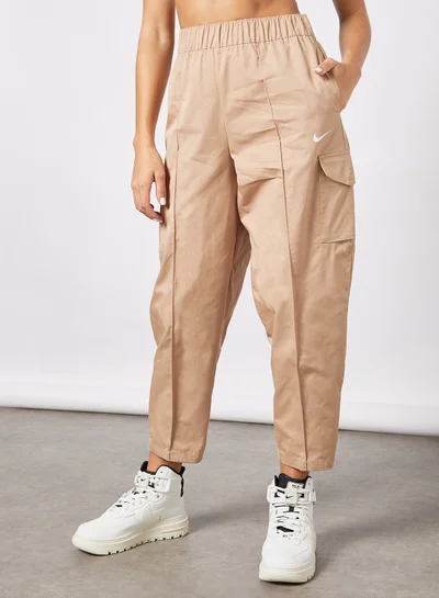 Nike NSW Essentials Curve Woven High-Rise Trousers Beige
