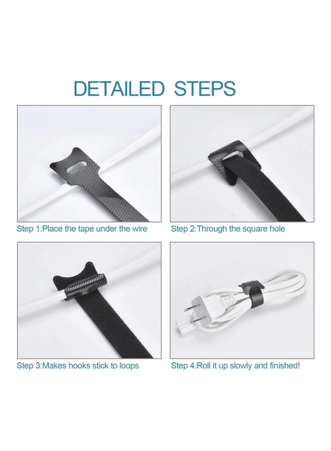 Rock Pow - 60-Piece Adjustable Cord Ties Black - Image 1