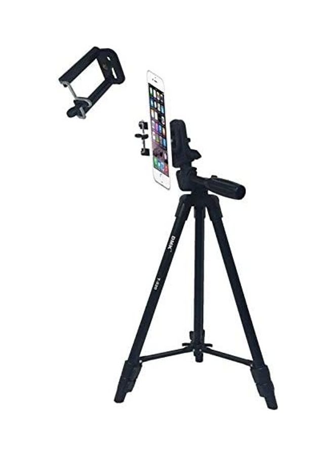 T520 Tripod With Mobile Holder For Cameras And All Mobiles Black