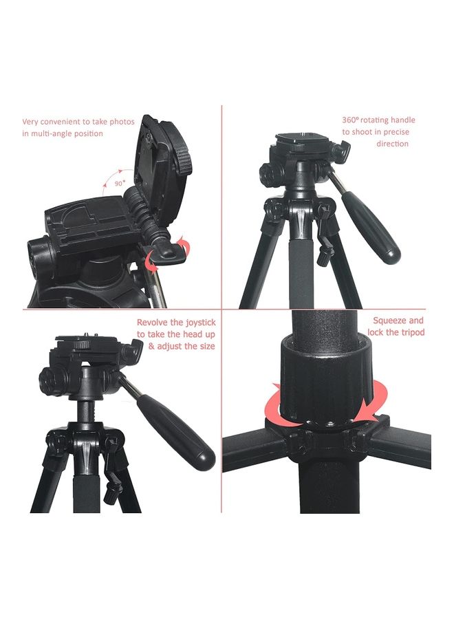 Coopic T666 Lightweight Tripod 140Cm/55Inch Aluminum Camera Tripod, 3 Way Swivel Pan Head Black - Image 3