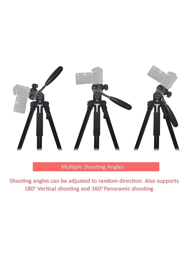 Coopic T666 Lightweight Tripod 140Cm/55Inch Aluminum Camera Tripod, 3 Way Swivel Pan Head Black - Image 4
