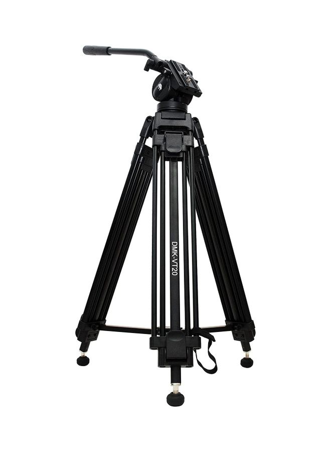 DMK Power VT20 Video Tripod Aluminum 3 Stage With Fluid Video Head Black - Image 3