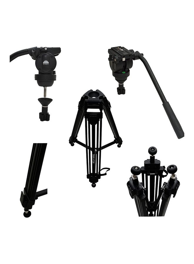 DMK Power VT20 Video Tripod Aluminum 3 Stage With Fluid Video Head Black - Image 5