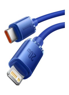 Baseus USB Type C to Lightning Cable Crystal Shine Series (1.2M), 20W Fast Charging PD Power Delivery For Apple iPhone 14 Pro Max, 14, 13, 12, 11, Pro, Max, Mini, SE, iPad, AirPods and More Blue  - Image 3