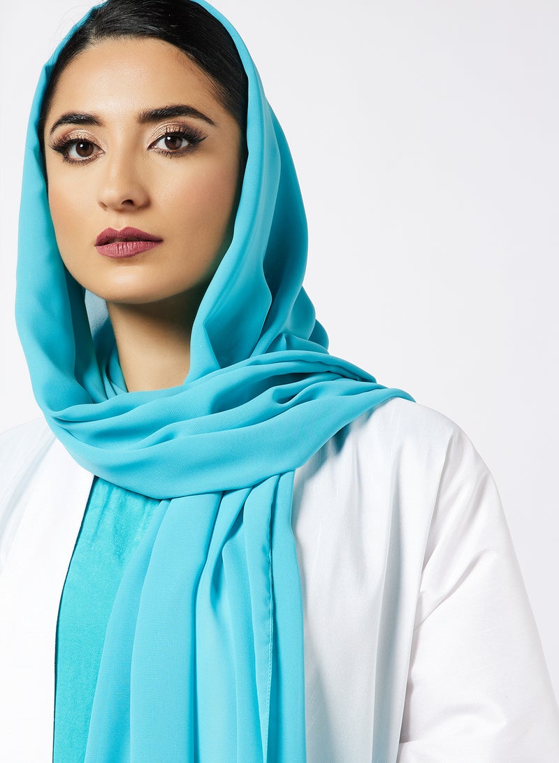 بوسني عباية بيشت داخلية أبيض/فيروزي  - Image 3