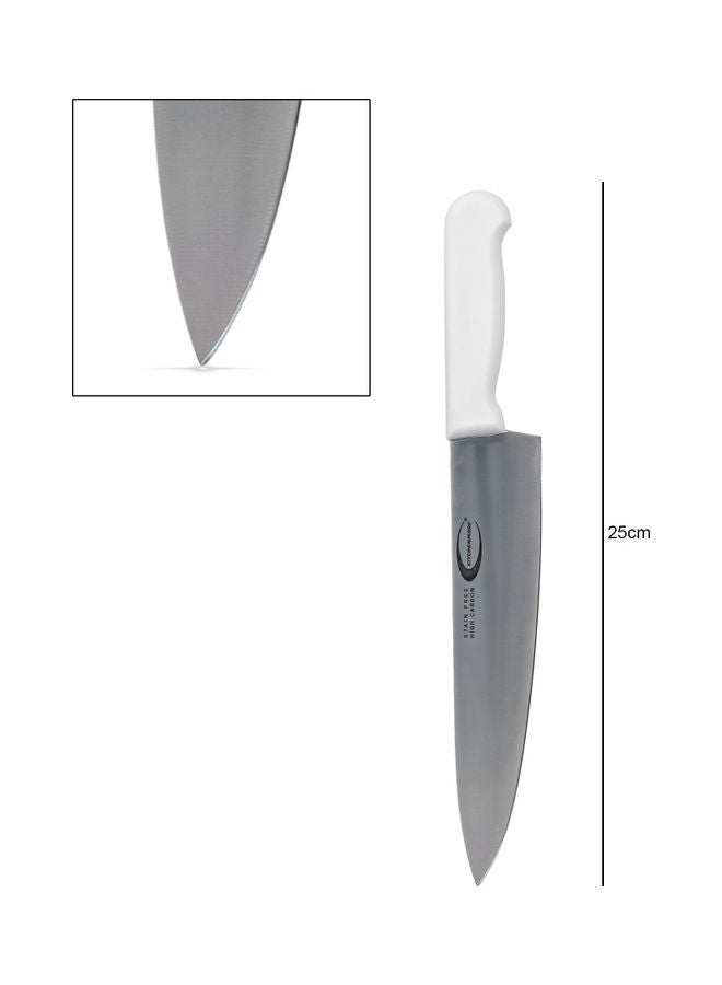 Kitchenmark KitchenMark Professional Chef Knife with Easy Grip Handle for Meat Cutting and Multi Purpose Use Silver & White 25cm  - Image 2