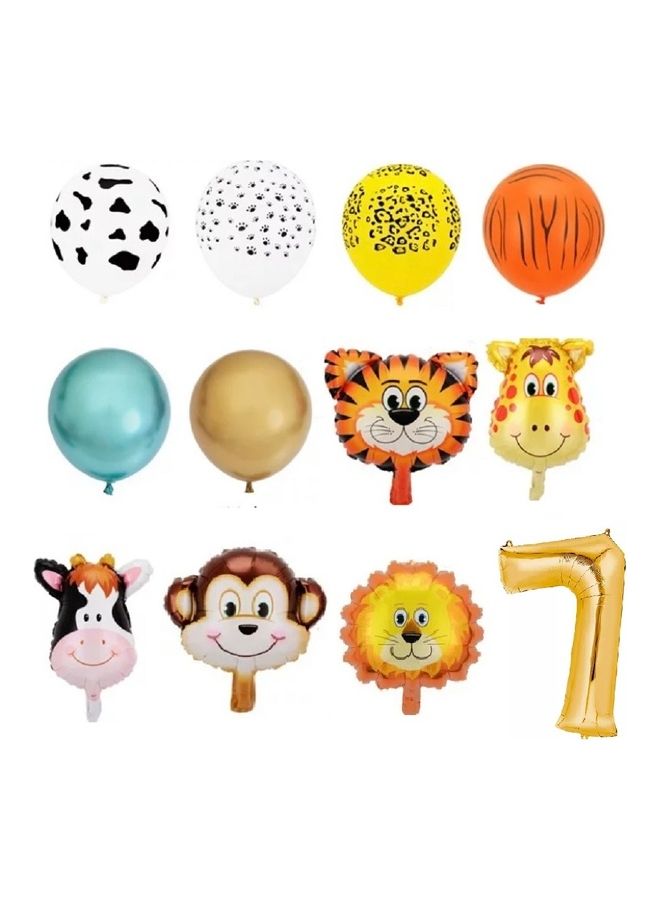 18-Piece Number Seven Jungle Animal Theme Balloon Set  - Image 2