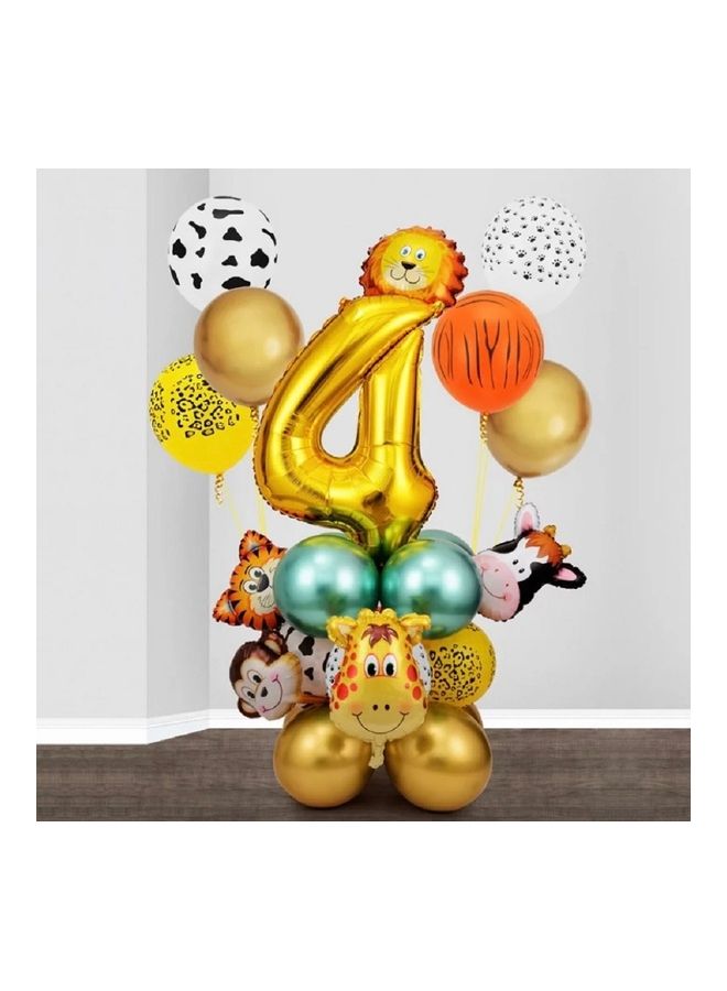 18-Piece Number Four Jungle Animal Theme Balloon Set  - Image 1