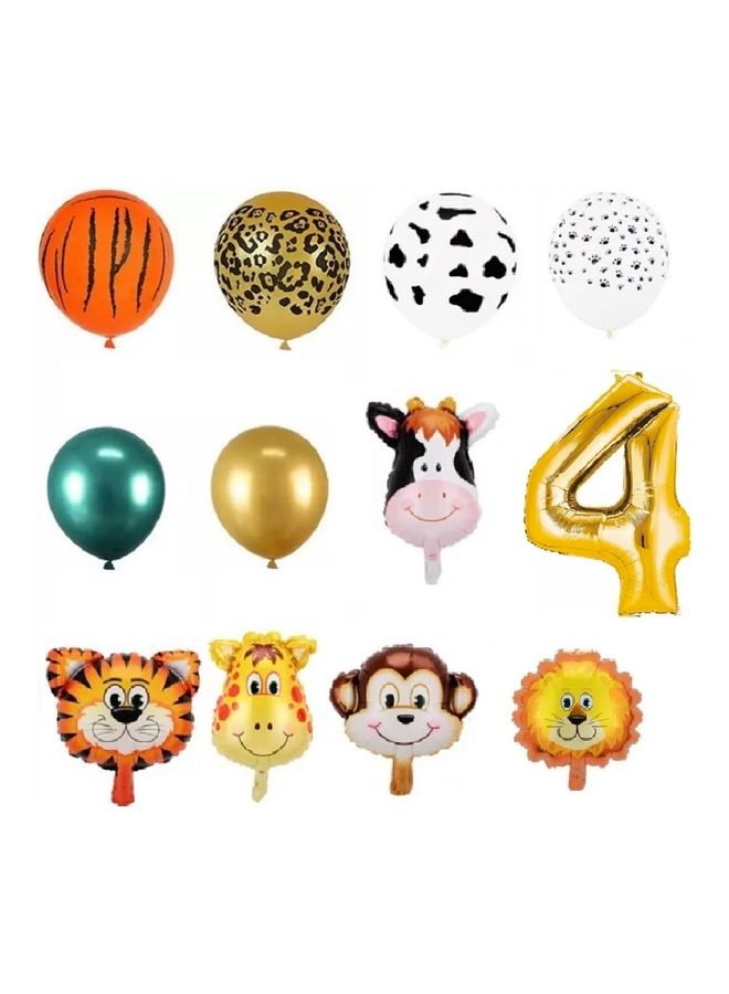18-Piece Number Four Jungle Animal Theme Balloon Set  - Image 2