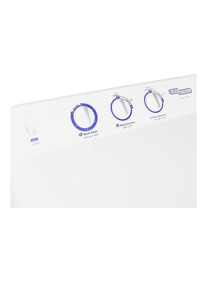SUPER GENERAL Semi Automatic Top Loading Washing Machine SGW150N White  - Image 5